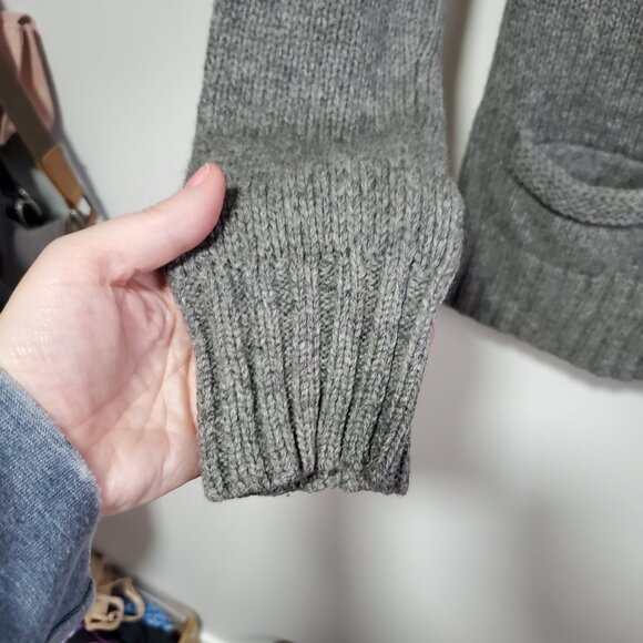 TNA Aritzia Lambswool Knit Pixelated Owl Sweater Cardigan Grey Women's Medium - Picture 6 of 15